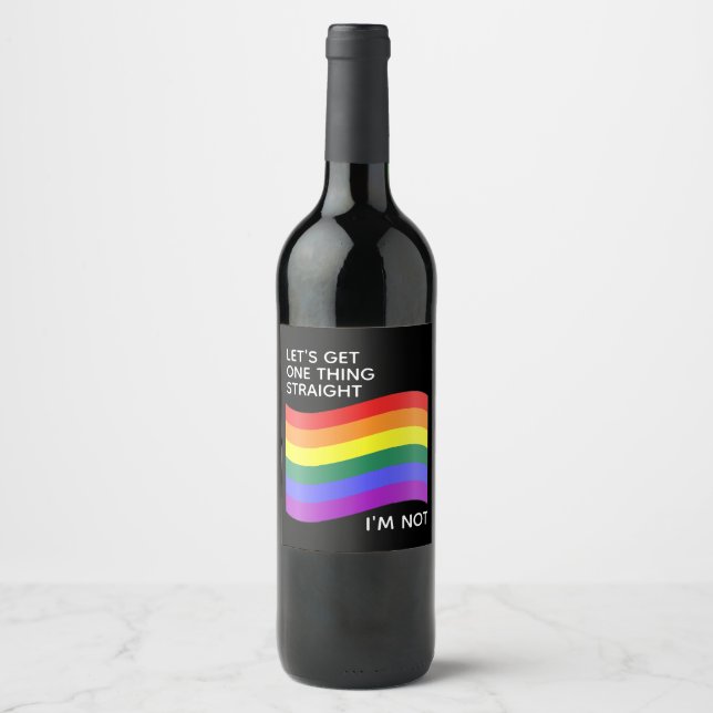 Etiqueta Para Botella De Vino El arcoiris del orgullo gay no soy una cita direct (Anverso)