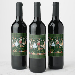 Etiqueta Para Botella De Vino El ballet del Cascanueces Festivo Feliz Navidad 