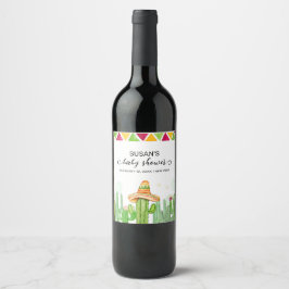 Etiqueta Para Botella De Vino El Boho ruso Fiesta Cactus Taco 'Bout A Baby Showe