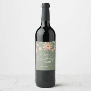 Etiqueta Para Botella De Vino El Boho Simple Flores Todas Las Edades Cumpleaños
