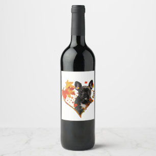 Etiqueta Para Botella De Vino el bulldog negro francés me hace feliz flor de cor