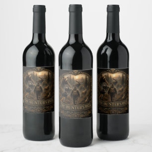 Etiqueta Para Botella De Vino El cazador, en el silencio salvaje