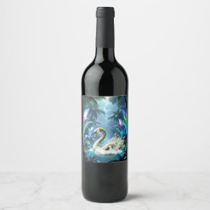 Etiqueta Para Botella De Vino El Cisne de las Aguas Olvidadas. 