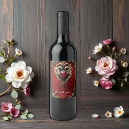 Etiqueta Para Botella De Vino El corazón gótico del fuego y el oro