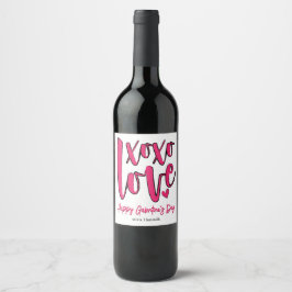 Etiqueta Para Botella De Vino El día de Galentine XOXO amor negrita rosado