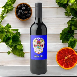 Etiqueta Para Botella De Vino El día de la caída del Rosa de Estilo Muerto en az