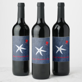Etiqueta Para Botella De Vino El día de San Valentín del tema costero Corazón ro