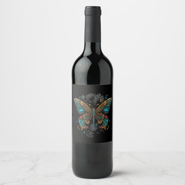 Etiqueta Para Botella De Vino el diseño de la mariposa (Anverso)