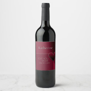 Etiqueta Para Botella De Vino El diseño del corazón personalizado te quiere más