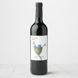 Etiqueta Para Botella De Vino El encanto de la primavera: Ave adorable en un nid