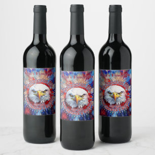 Etiqueta Para Botella De Vino El Espíritu De 1776, 2026 Águila Roja de Fuegos Ar