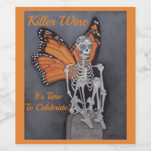 Etiqueta Para Botella De Vino El esqueleto del vino del asesino personaliza