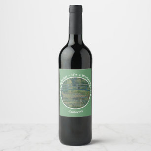 Etiqueta Para Botella De Vino El estanque de lirio de agua de Monet y los Fiesta