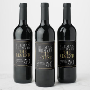 Etiqueta Para Botella De Vino El Hombre El Mito La Leyenda Cumpleaños 50