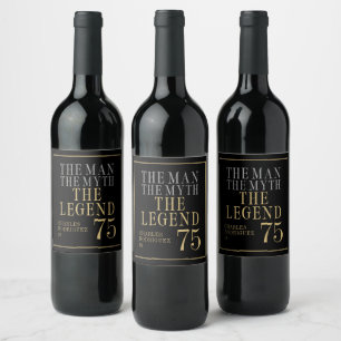 Etiqueta Para Botella De Vino El Hombre El Mito La Leyenda Cumpleaños 75