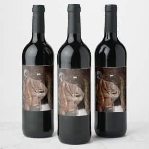 Etiqueta Para Botella De Vino El hombre fantasmal transparente de SlipperyJoe's