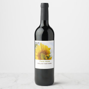 Etiqueta Para Botella De Vino El jardín de girasol amarillo añade el nombre de t