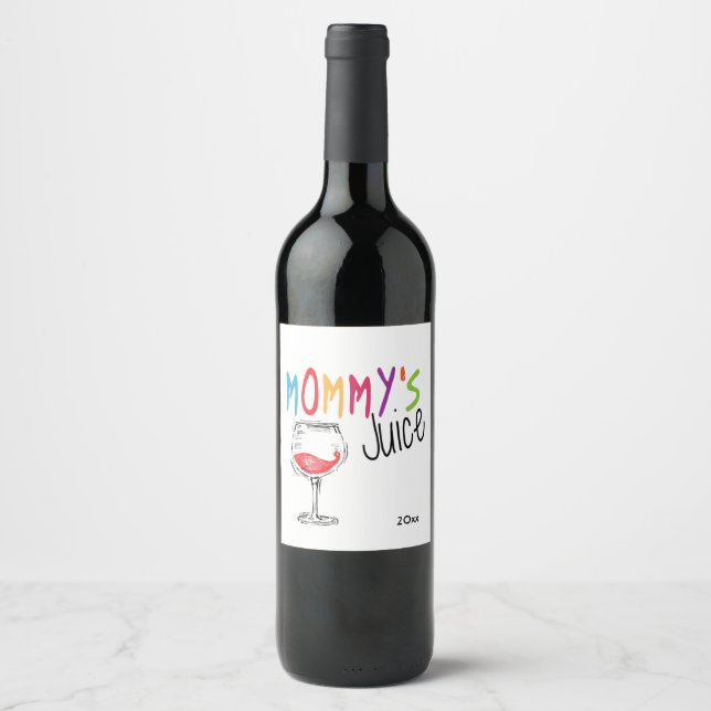 Etiqueta Para Botella De Vino El jugo de mamá, divertido (Anverso)