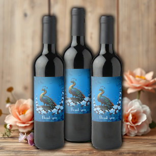 Etiqueta Para Botella De Vino El majestuoso pavo real: un juego de colores en la