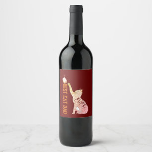 Etiqueta Para Botella De Vino El mejor papá del gato, nunca (de verdad)