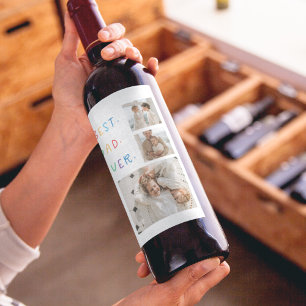 Etiqueta Para Botella De Vino El mejor regalo de papá de color de la foto modern
