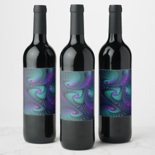 Etiqueta Para Botella De Vino El morado se encuentra con el arte abstracto moder
