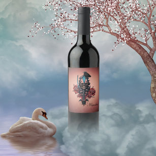 Etiqueta Para Botella De Vino El mundo oscuro y misterioso del cráneo gótico