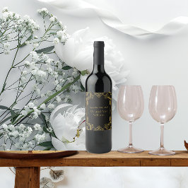 Etiqueta Para Botella De Vino El oro glamoroso del Art Deco sobre el negro