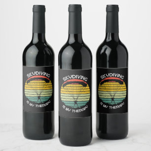 Etiqueta Para Botella De Vino El paracaidismo es mi terapia