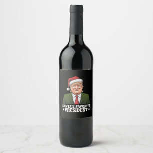 Etiqueta Para Botella De Vino El presidente favorito de Santa divertido Trump Na