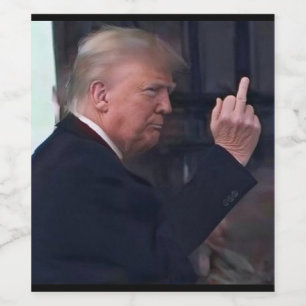 Etiqueta Para Botella De Vino El presidente Trump haciendo un gesto obsceno