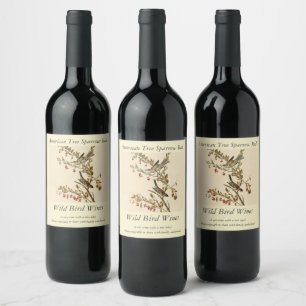 Etiqueta Para Botella De Vino El resplandor de árboles norteamericanos, los pája