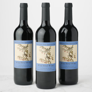 Etiqueta Para Botella De Vino El resplandor de árboles norteamericanos, los pája