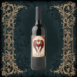 Etiqueta Para Botella De Vino El romance vintage con el corazón y las alas.