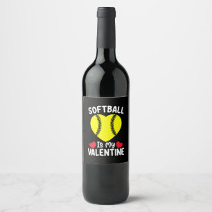 Etiqueta Para Botella De Vino El Softball Es Mi Deporte De San Valentín