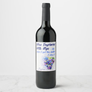 Etiqueta Para Botella De Vino El vino chistoso mejora las uvas rosadas azules en
