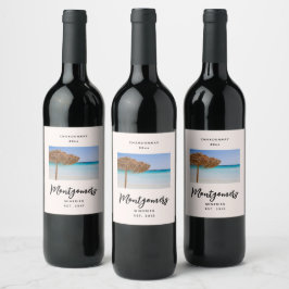 Etiqueta Para Botella De Vino Elaboración de Vino de Playa Tropical Escénica