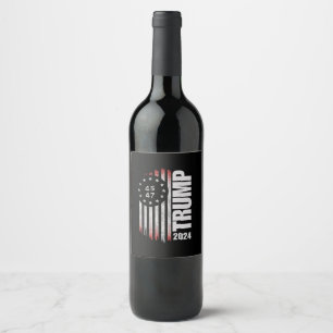 Etiqueta Para Botella De Vino Elección de Donald Trump 2024 45 47 estadounidense