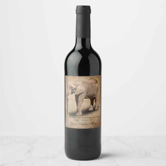 ETIQUETA PARA BOTELLA DE VINO ELEFANTE (Anverso)