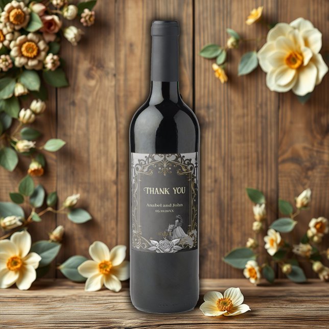 Etiqueta Para Botella De Vino Elegancia en plata y negro. (Subido por el creador)