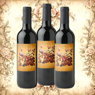 Etiqueta Para Botella De Vino Elegancia en plumas