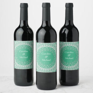 Etiqueta Para Botella De Vino Elegancia Fiesta Boda Lace Blanco