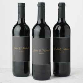 Etiqueta Para Botella De Vino Elegancia simple y eterna Carbón negro y oro
