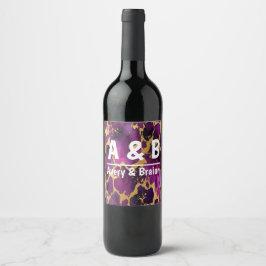 Etiqueta Para Botella De Vino  Elegant and modern glamorous  gold purple marble