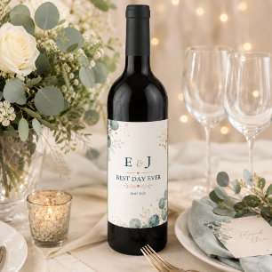 Etiqueta Para Botella De Vino Elegant Blue Eucalyptus 