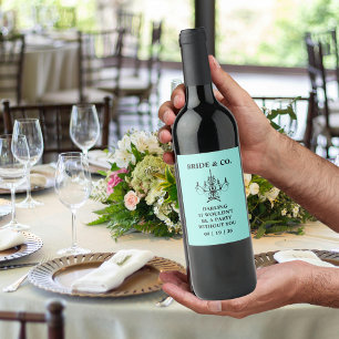 Etiqueta Para Botella De Vino Elegant Bride & Co. Despedida de Soltera Azul Turq
