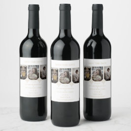 Etiqueta Para Botella De Vino Elegant Collage Lace 3 Photos Couple Wedding