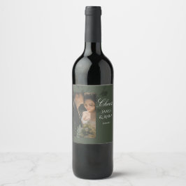 Etiqueta Para Botella De Vino Elegant customizable olive green wedding 