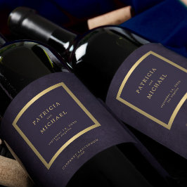 Etiqueta Para Botella De Vino Elegant dark purple gold wedding personalized