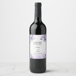 Etiqueta Para Botella De Vino Elegant Purple Watercolor wedding